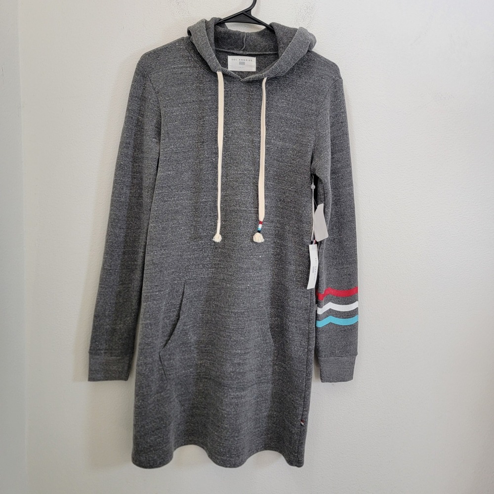 Sol Angeles Gray Fleece Hoodie Sweater Dress NWT Small Made in USA Cozy Lounge